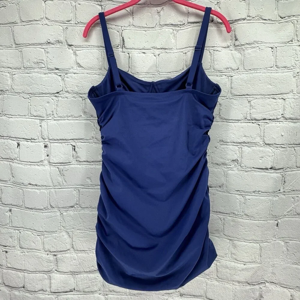 SKIMS Sculpting Ruched One-Piece Women's L Midnight Blue Swim Dress Vacation